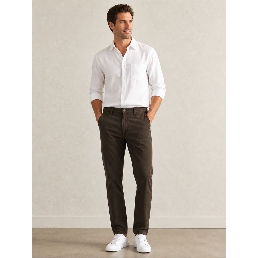 Johnston & Murphy Pants 36x32 Brown Pima Cotton Flat Front Casual #718